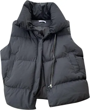 2024 Fall Winter Puffer Jacket Vest for Women Slim Versatile Sleeveless Padded Coat Tanks Simple Solid Sport Outwear