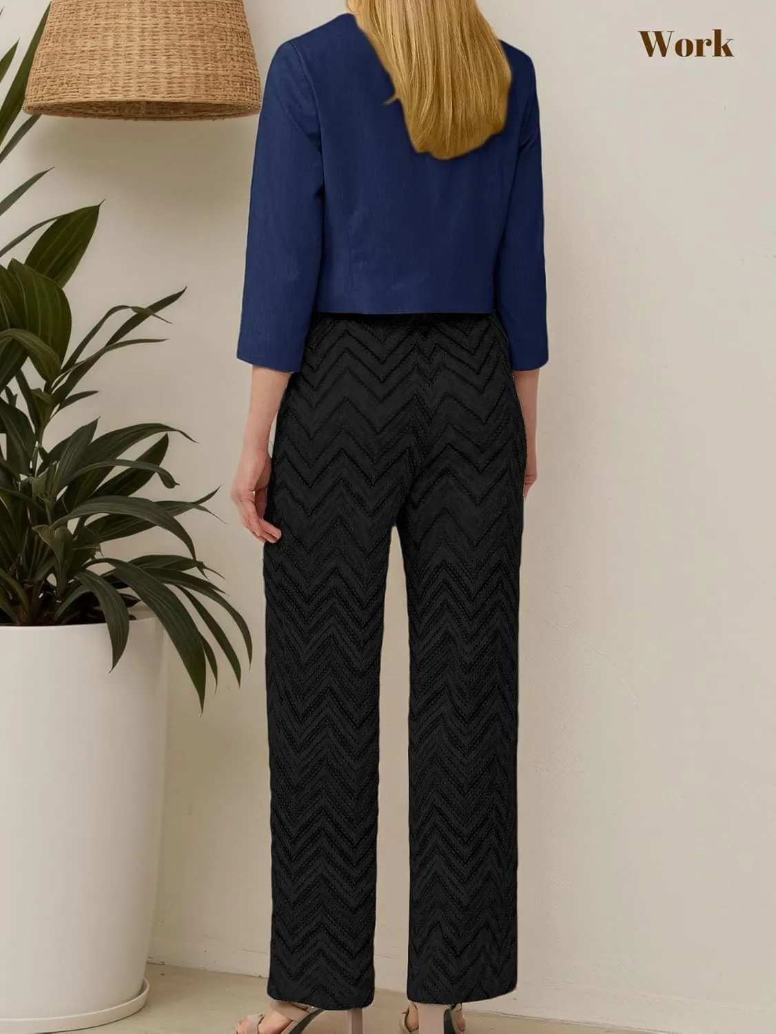 2025 Women's Summer Linen Blazer Cropped 3/4 Sleeve Lightweight Fully-Lined Trendy Casual Work Office Suit Jackets