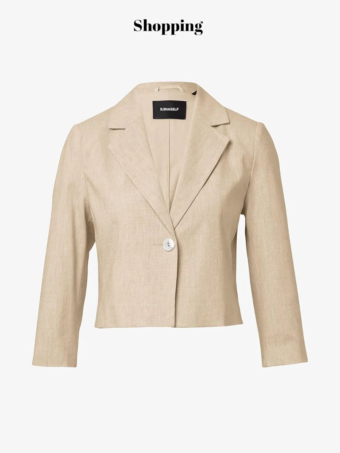 2025 Women's Summer Linen Blazer Cropped 3/4 Sleeve Lightweight Fully-Lined Trendy Casual Work Office Suit Jackets