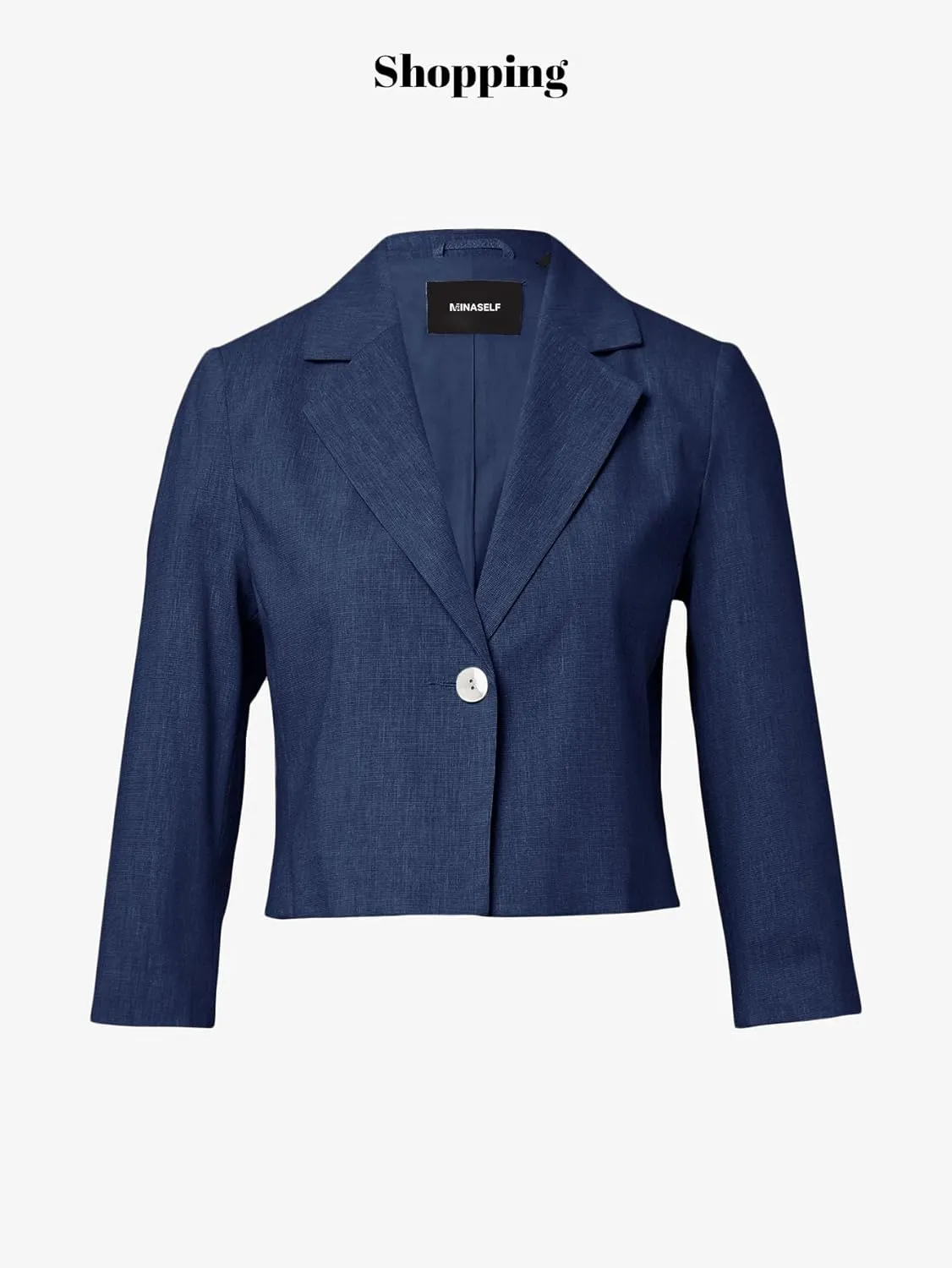 2025 Women's Summer Linen Blazer Cropped 3/4 Sleeve Lightweight Fully-Lined Trendy Casual Work Office Suit Jackets