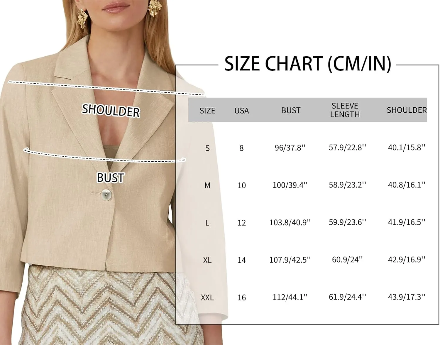 2025 Women's Summer Linen Blazer Cropped 3/4 Sleeve Lightweight Fully-Lined Trendy Casual Work Office Suit Jackets