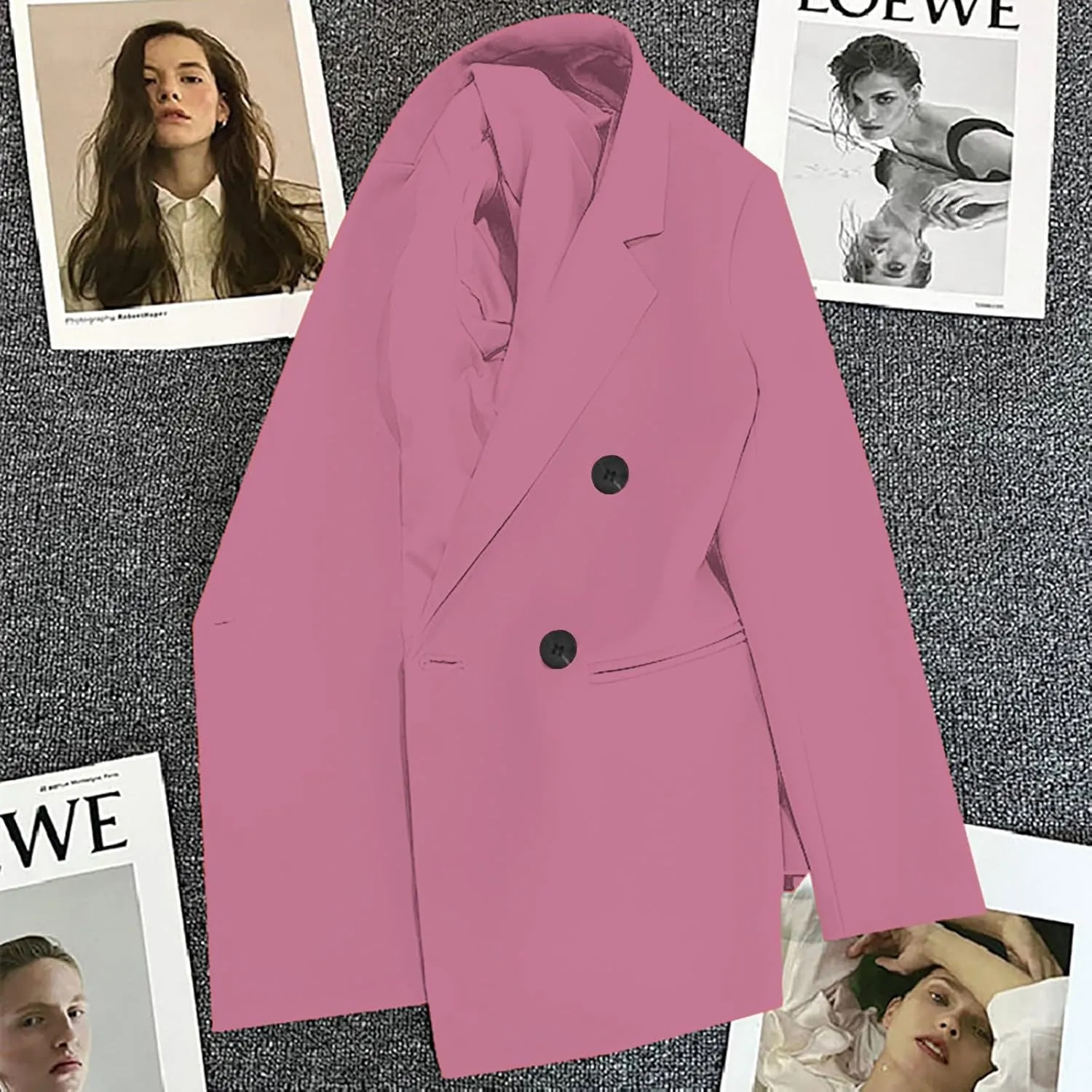 2025 Womens Work Office Blazer Jacket Casual Bussiness Blazers Open Front Long Sleeve Button Down Lapel Blazer