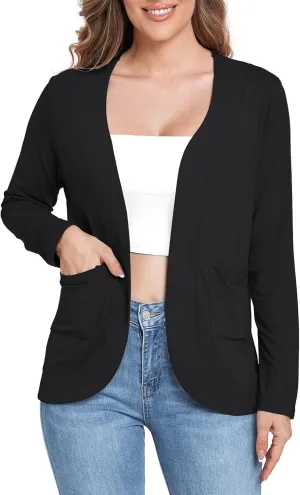 ADANIKI Women's Long Sleeve Cardigan with Pockets Lightweight Casual Loose Open Front Cardigans
