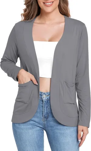 ADANIKI Women's Long Sleeve Cardigan with Pockets Lightweight Casual Loose Open Front Cardigans