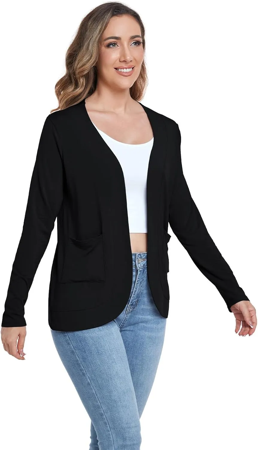 ADANIKI Women's Long Sleeve Cardigan with Pockets Lightweight Casual Loose Open Front Cardigans