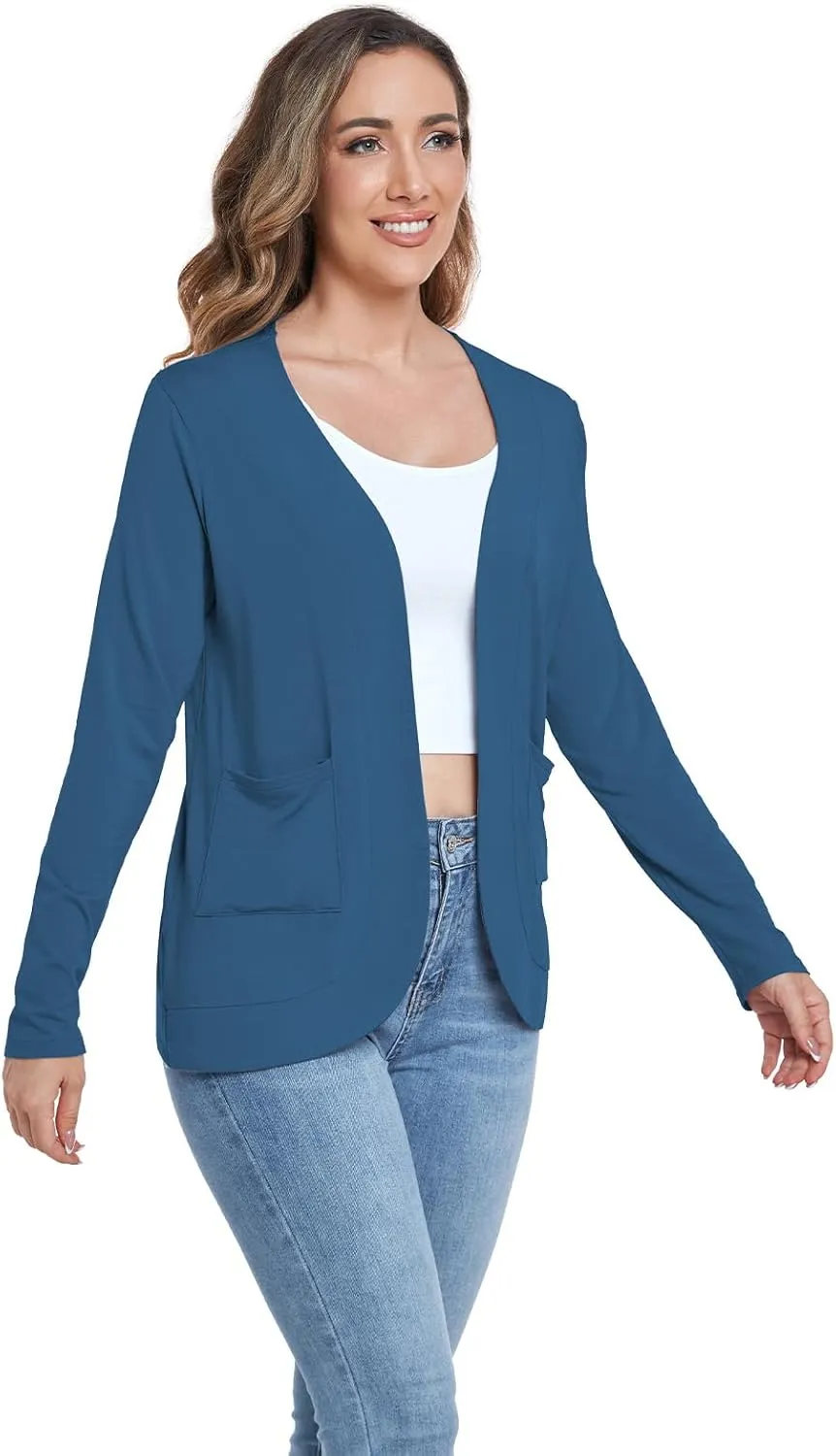 ADANIKI Women's Long Sleeve Cardigan with Pockets Lightweight Casual Loose Open Front Cardigans