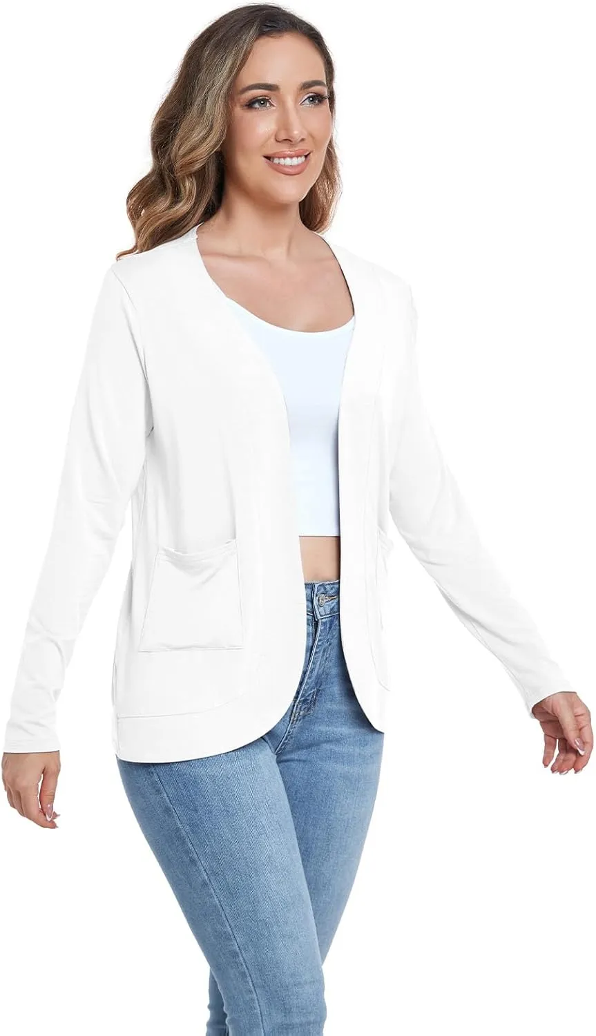 ADANIKI Women's Long Sleeve Cardigan with Pockets Lightweight Casual Loose Open Front Cardigans