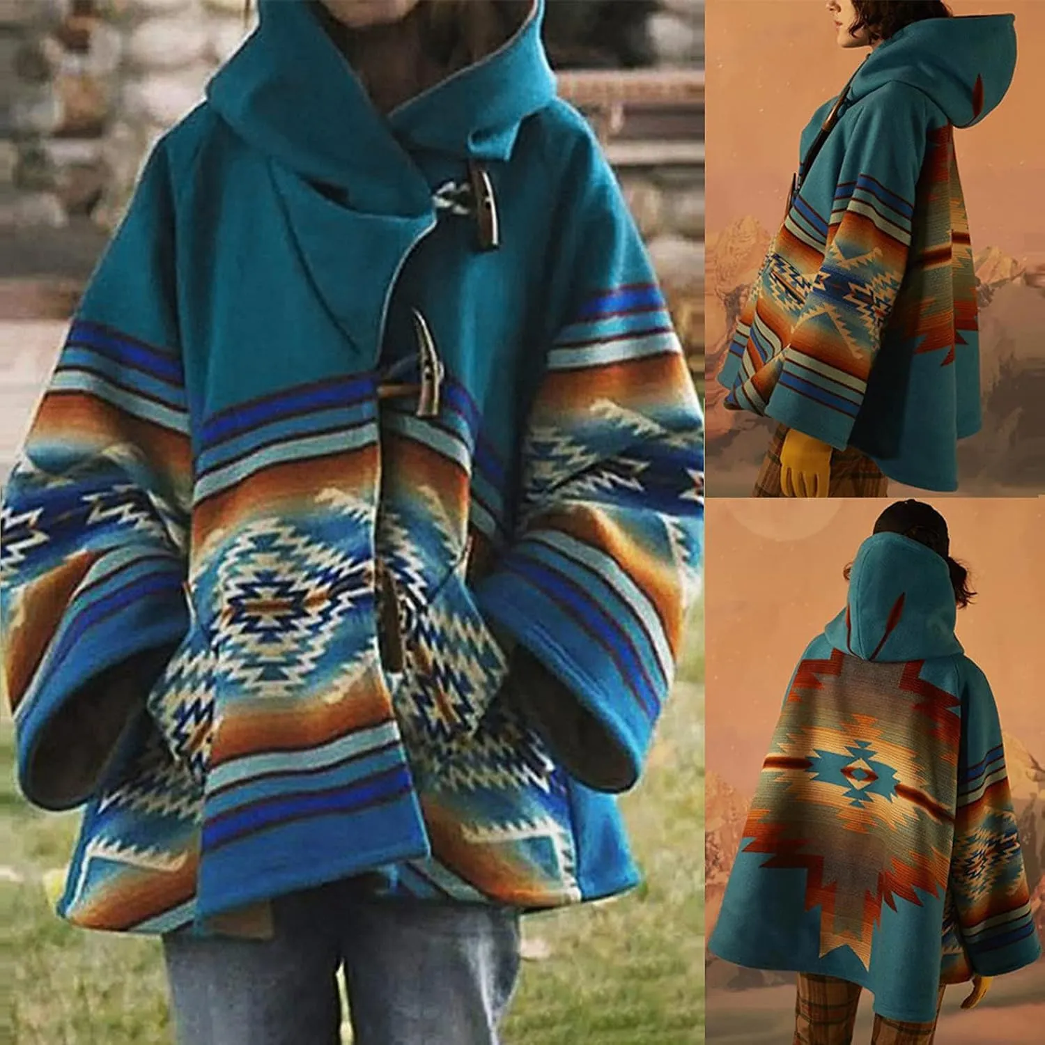 Beth Dutton Coat for Women Yellowstone Apparel Blue Hooded Jacket Kelly Reilly Coat Winter Woolen Coats