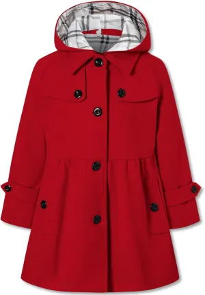 Betusline Girls' Dress Coat, Kids Hoodie Wool Blend Coats Fall Winter Outerwear Peacoat,2-14 Years