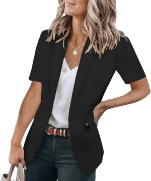 Blazer Jackets for Women Casual Short Sleeve/Sleeveless Blazer Caots Summer Slim Lapel Open Front Work Office Jacket