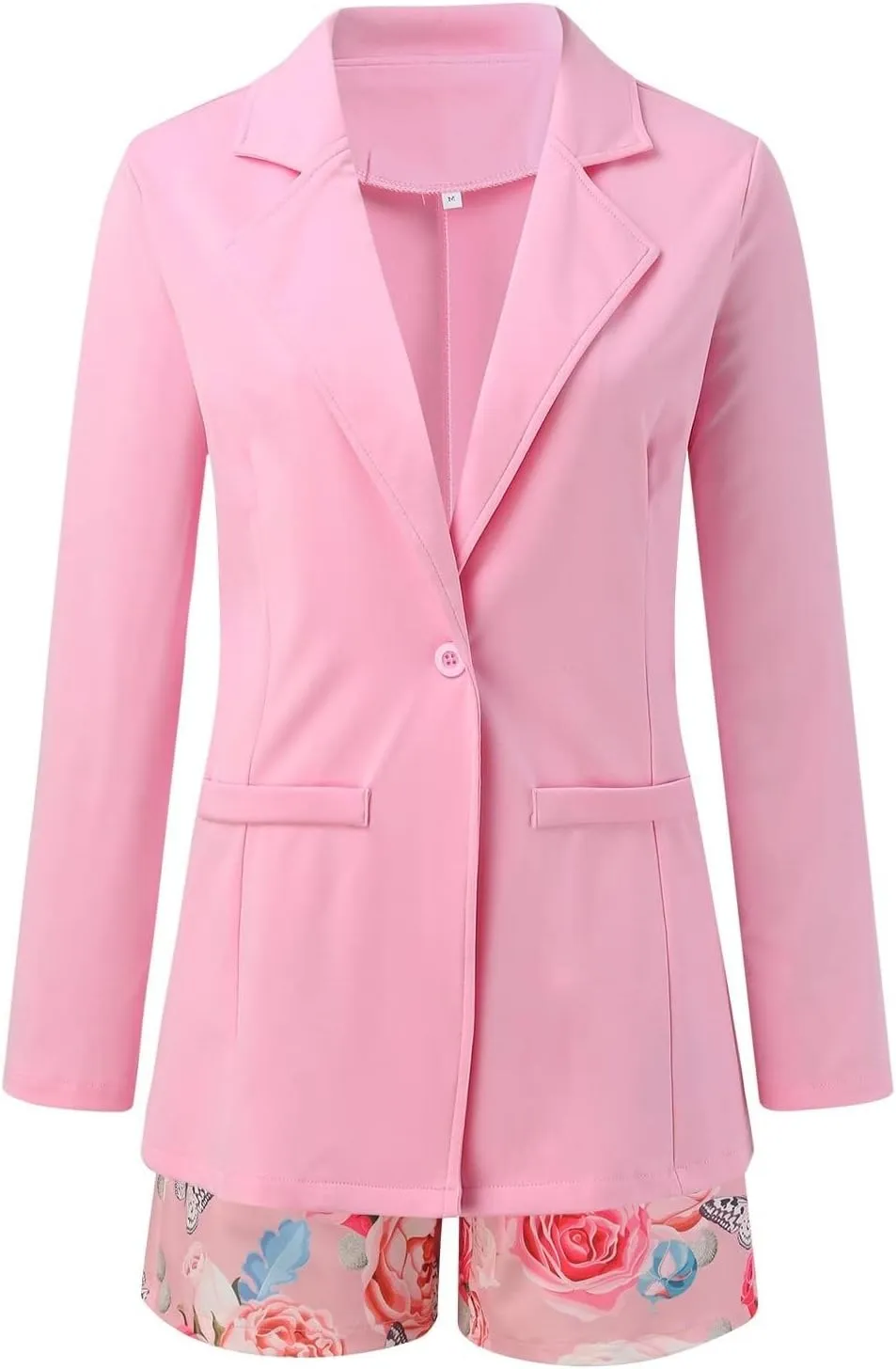 Blazer Sets Women 2 Piece Outfits with Belt Long Sleeve Coat Casual Office Blazers Jackets Shorts Suit, Small