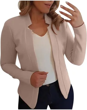 Blazers for Women Business Casual Cropped Jacket Long Sleeve Open Front Blazer Work Office 2024 Fall Outerwear, Large