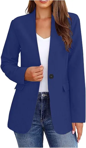 Blazers for Women Long Sleeve Business Jacket Casual Button Open Front Suit Cardigans with Pocket 2024 Fall Work Blazer