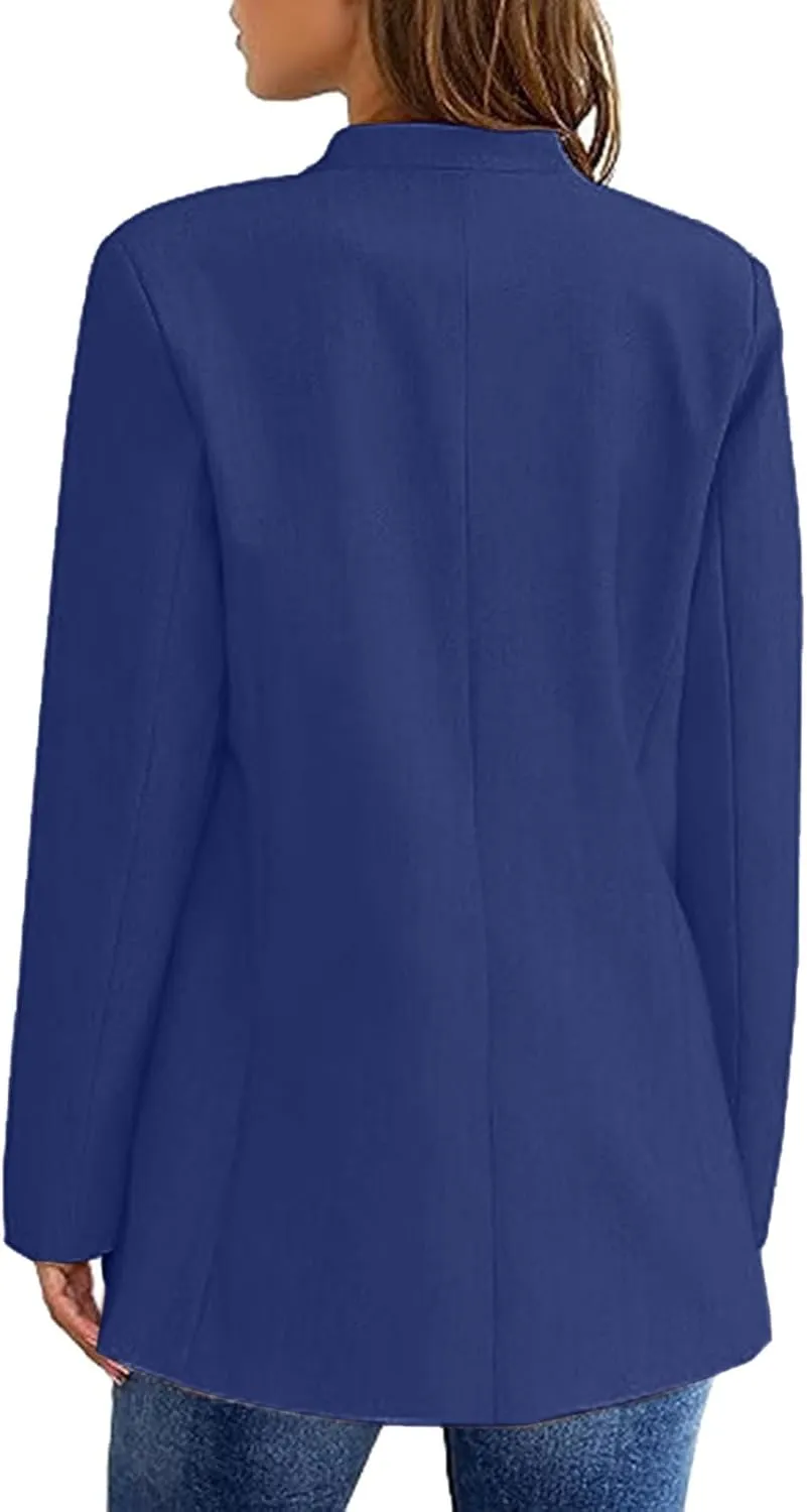 Blazers for Women Long Sleeve Business Jacket Casual Button Open Front Suit Cardigans with Pocket 2024 Fall Work Blazer
