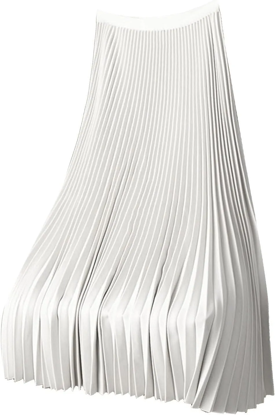 Boho Maxi Skirt for Summer Vacation 2025 High Elastic Waist Trendy Solid Color Pleated A-Line Satin Soft Long Skirts