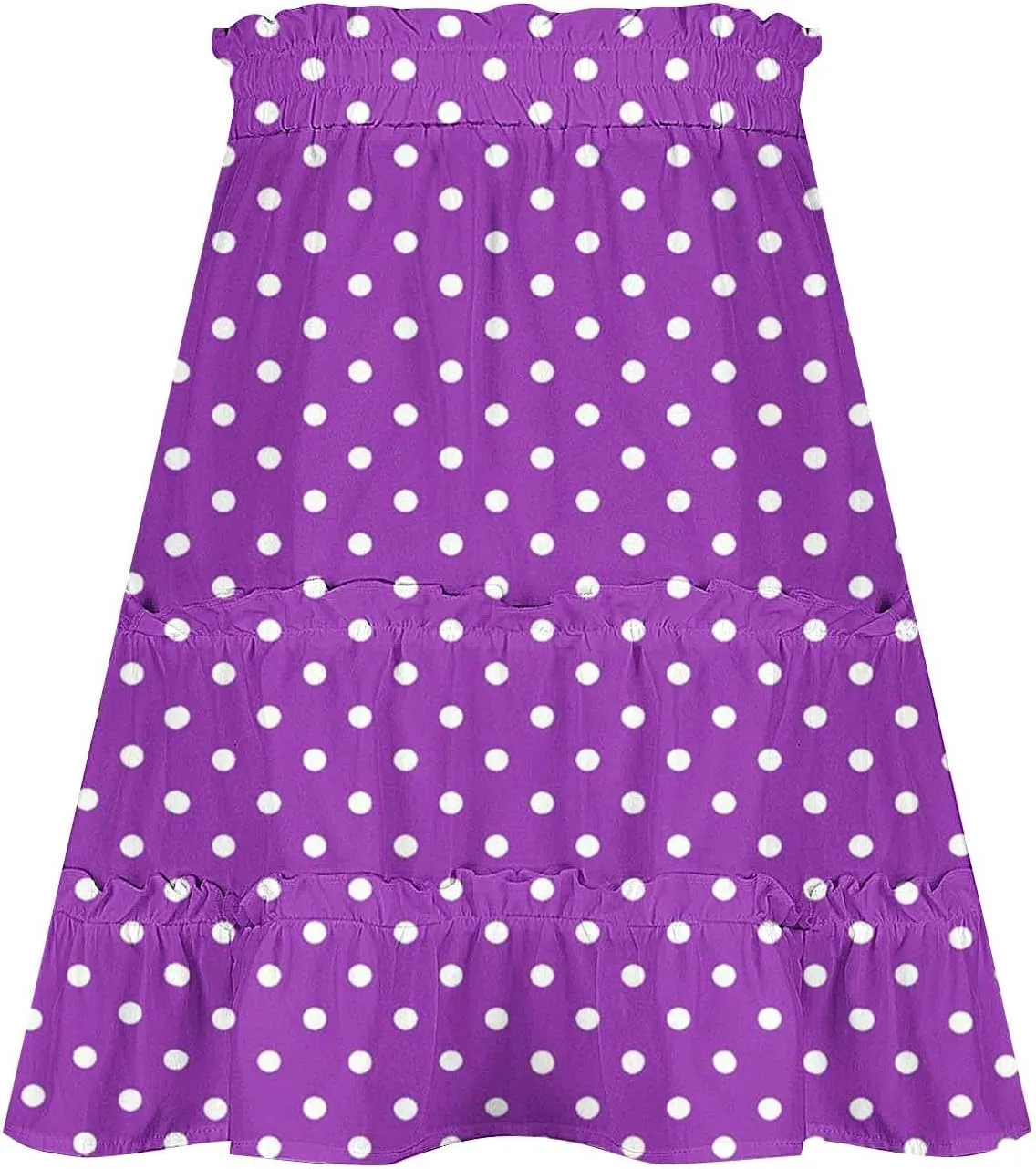Boho Skirts for Women Summer Casual Elastic High Waist Drawstring Polka Dots Tie-up Flowy Short Mini Skirt