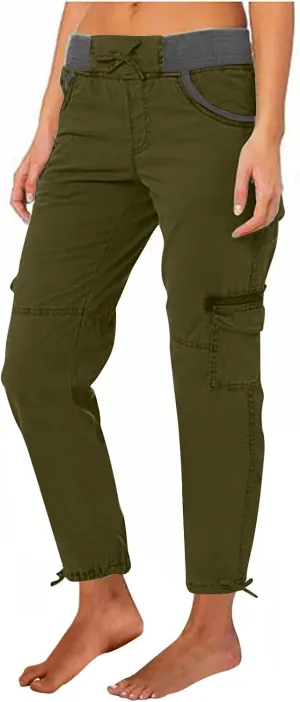 Casual Cargo Pants for Women Solid Color Straight Leg Pants Loose Fit Streetwear Trendy Casual Trousers