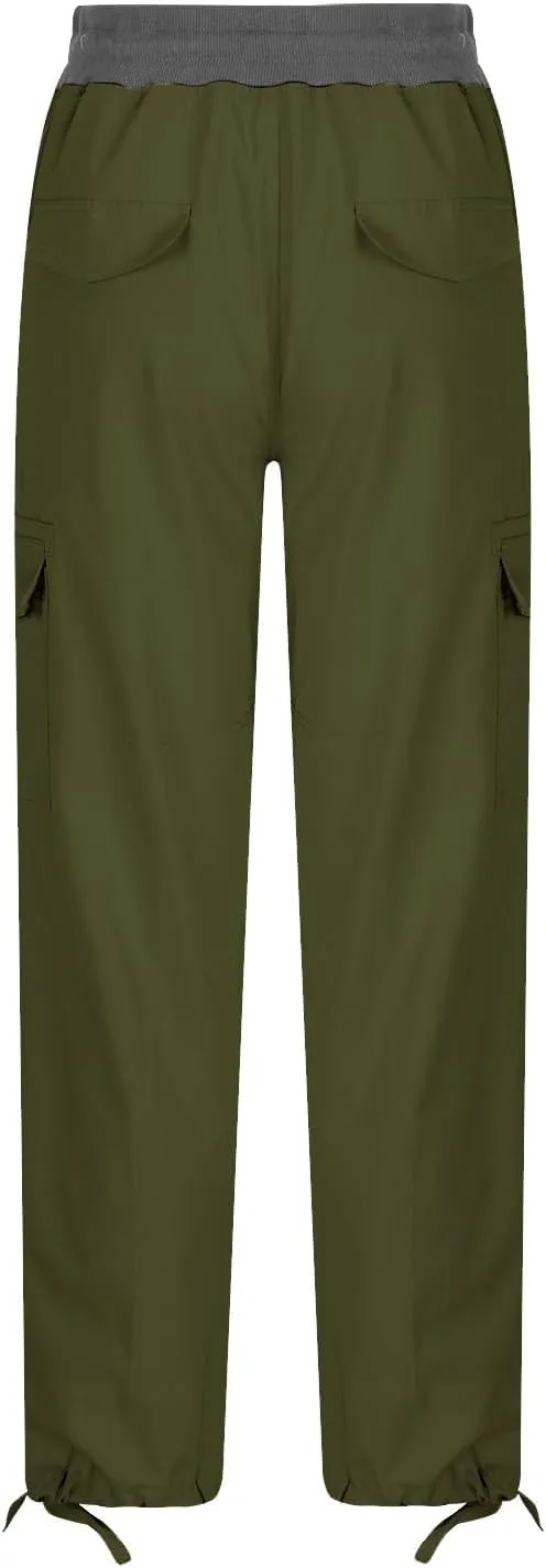 Casual Cargo Pants for Women Solid Color Straight Leg Pants Loose Fit Streetwear Trendy Casual Trousers