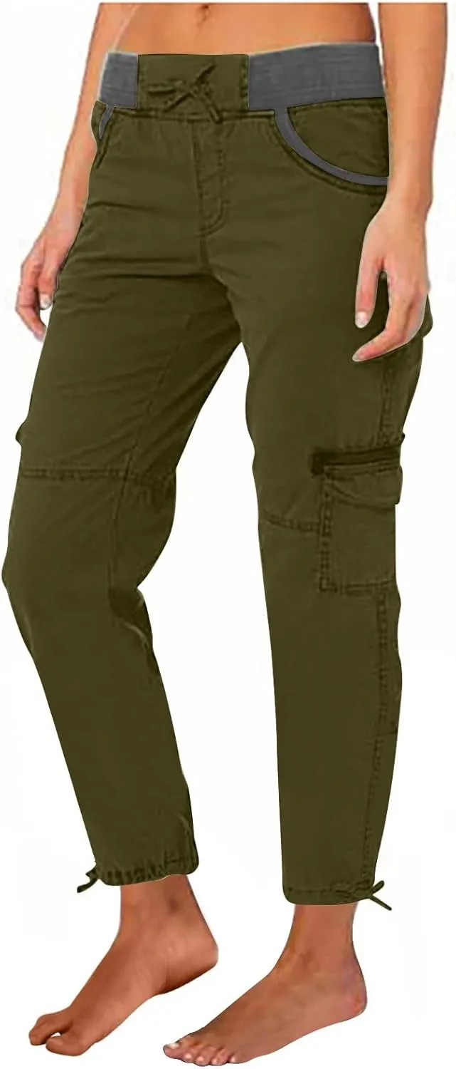Casual Cargo Pants for Women Solid Color Straight Leg Pants Loose Fit Streetwear Trendy Casual Trousers