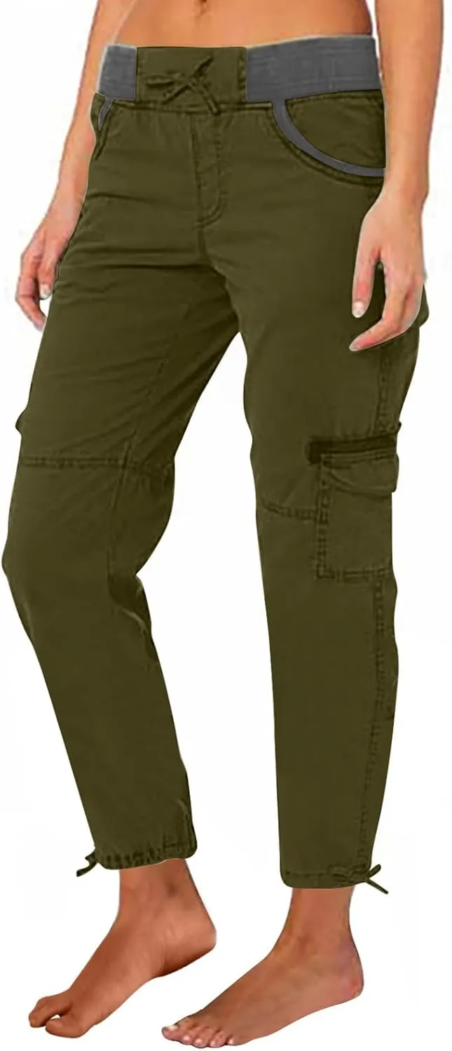 Casual Cargo Pants for Women Solid Color Straight Leg Pants Loose Fit Streetwear Trendy Casual Trousers