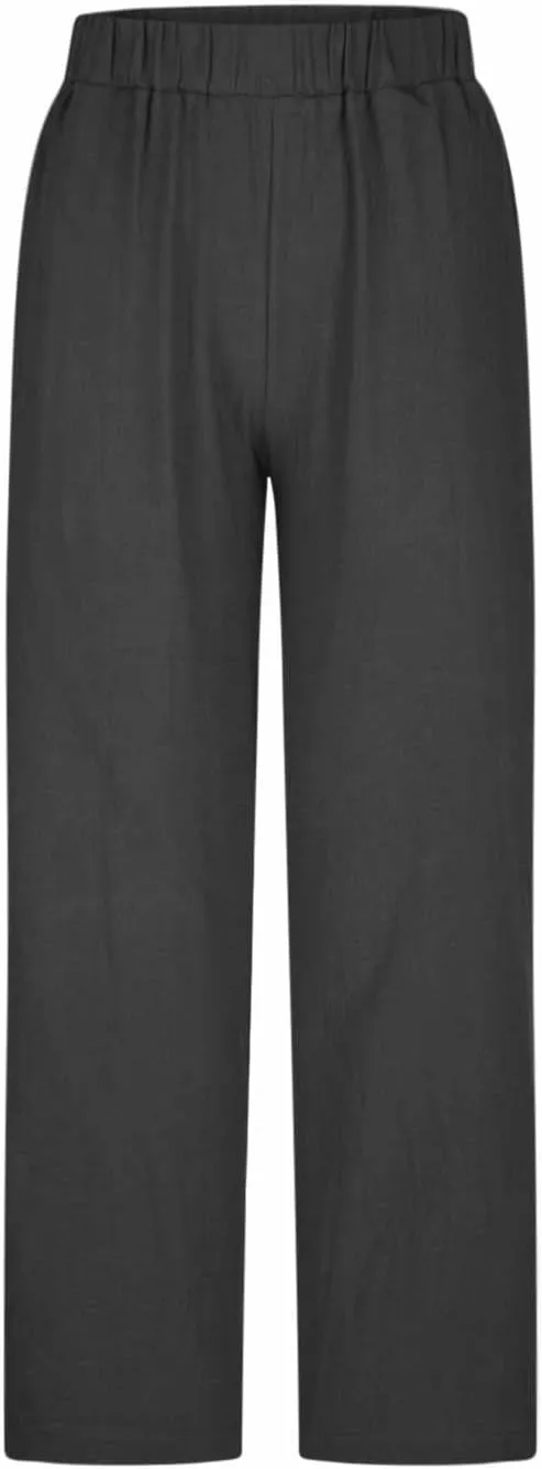 Casual Elastic Waist Trousers Womens Fashion Loose Straight Leg Pants Solid Soft Lightweight Pants with Pockets