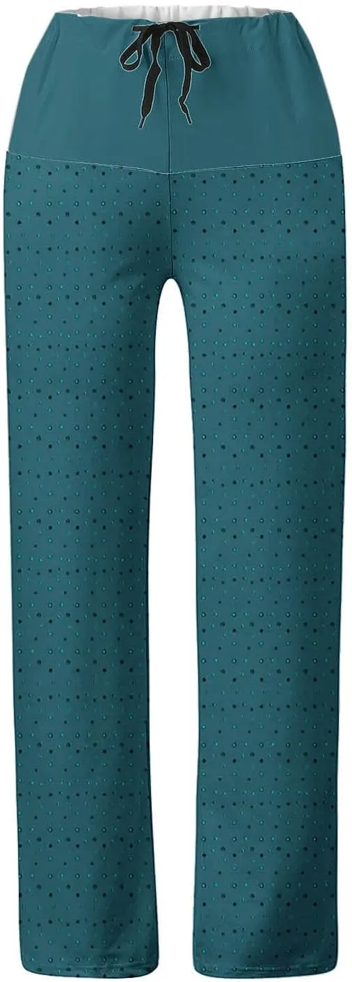 Casual Pants for Women Fashion Print Loose Trousers High Waisted Straight Leg Pants Comfy Bandage Pants