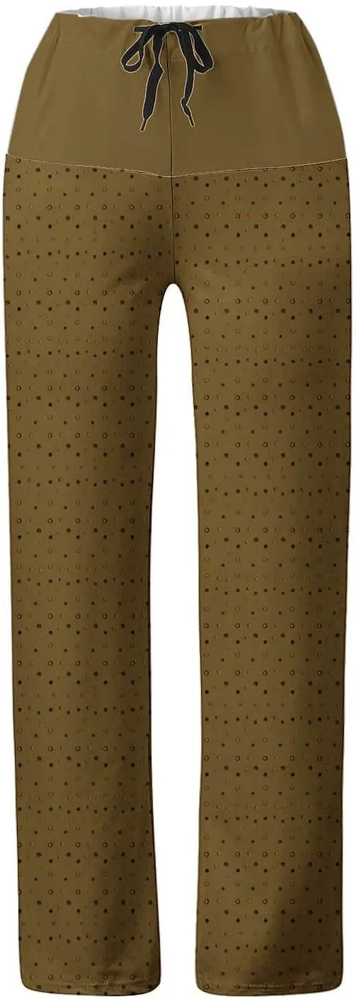 Casual Pants for Women Fashion Print Loose Trousers High Waisted Straight Leg Pants Comfy Bandage Pants