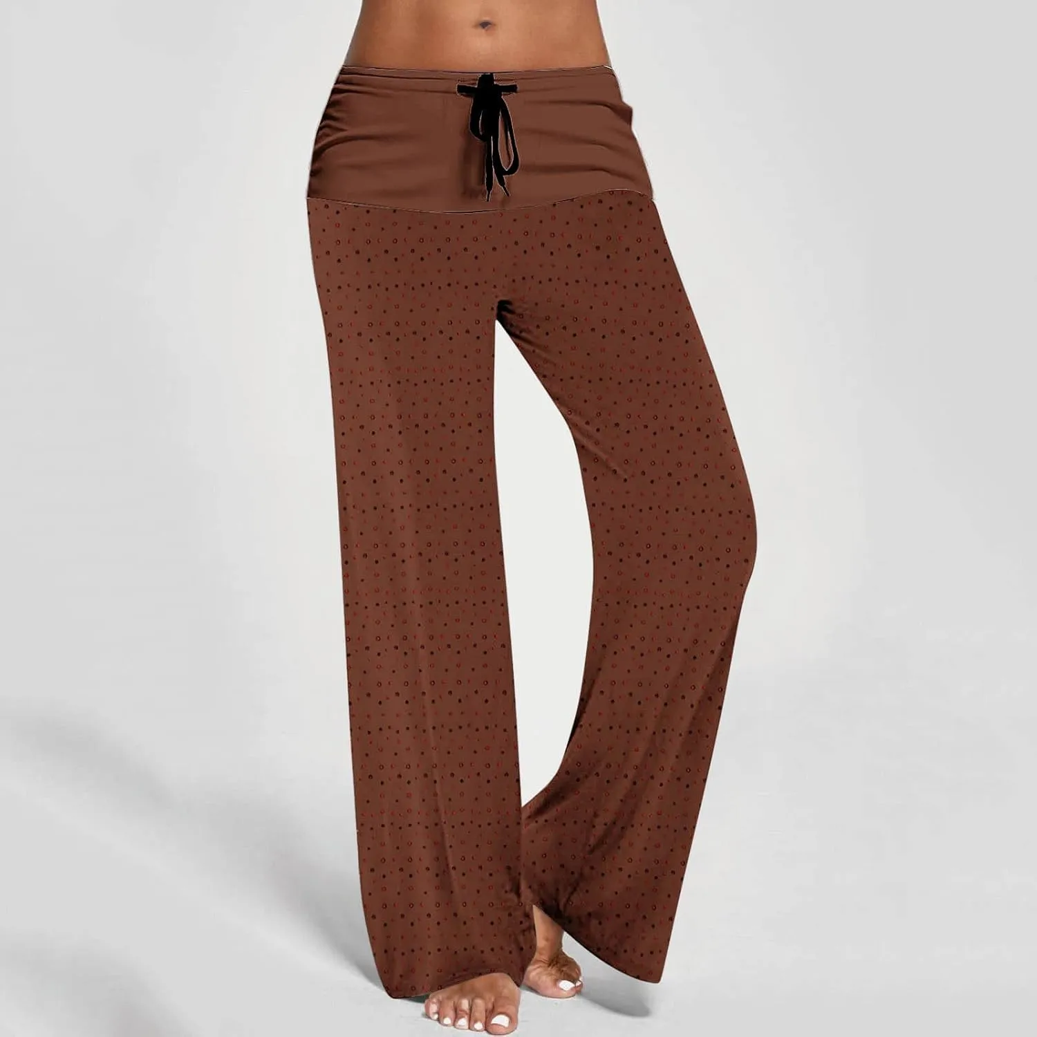 Casual Pants for Women Fashion Print Loose Trousers High Waisted Straight Leg Pants Comfy Bandage Pants