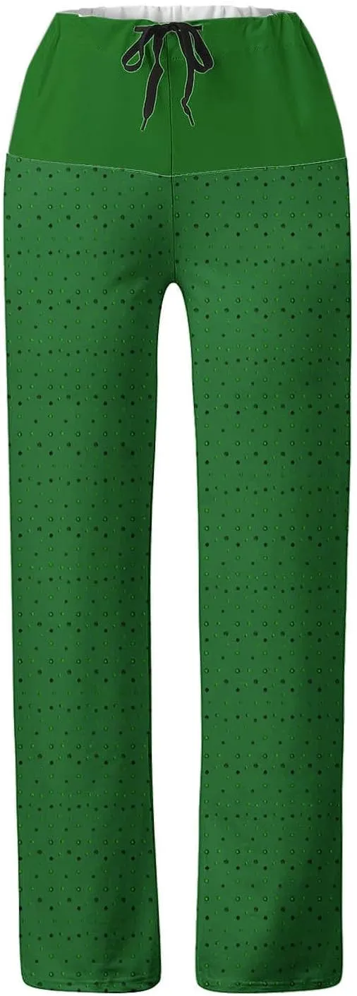 Casual Pants for Women Fashion Print Loose Trousers High Waisted Straight Leg Pants Comfy Bandage Pants