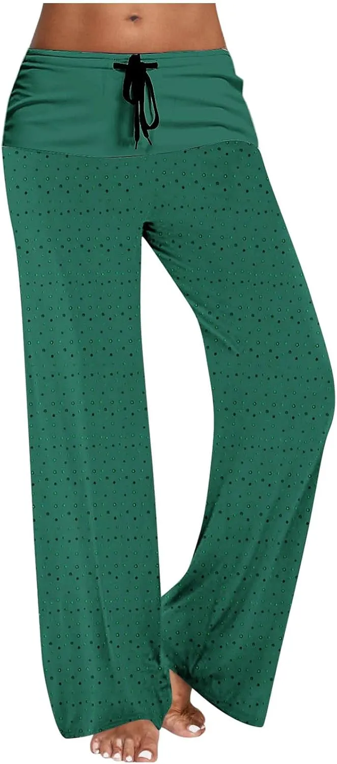 Casual Pants for Women Fashion Print Loose Trousers High Waisted Straight Leg Pants Comfy Bandage Pants