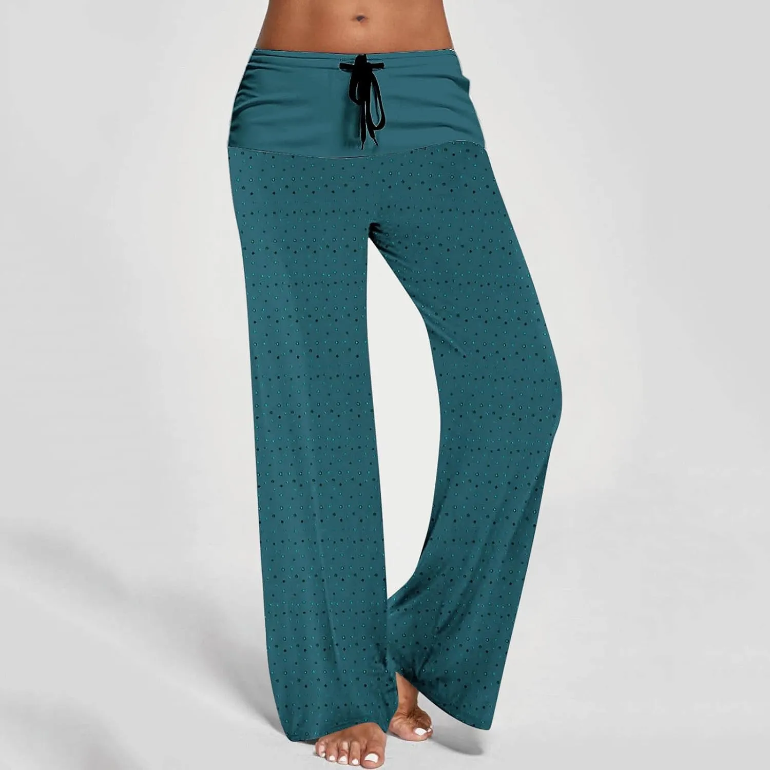 Casual Pants for Women Fashion Print Loose Trousers High Waisted Straight Leg Pants Comfy Bandage Pants