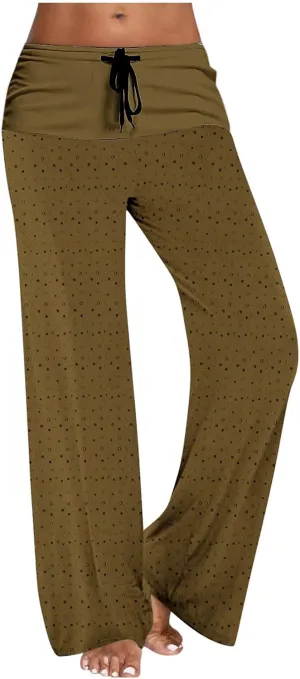 Casual Pants for Women Fashion Print Loose Trousers High Waisted Straight Leg Pants Comfy Bandage Pants