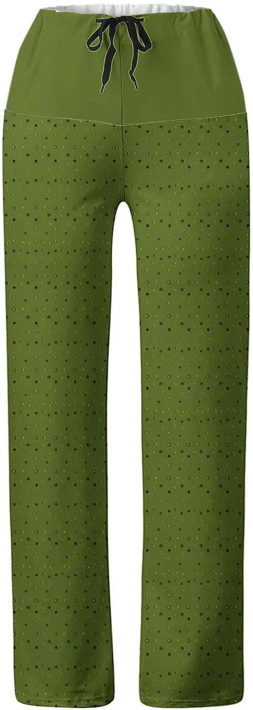 Casual Pants for Women Fashion Print Loose Trousers High Waisted Straight Leg Pants Comfy Bandage Pants