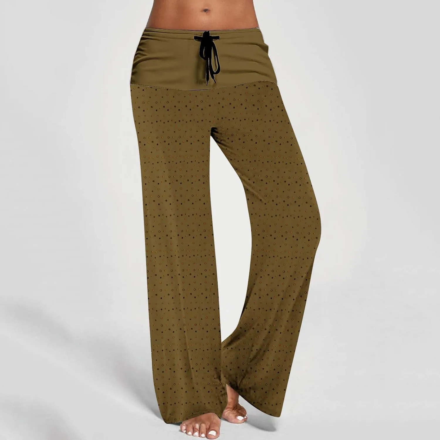 Casual Pants for Women Fashion Print Loose Trousers High Waisted Straight Leg Pants Comfy Bandage Pants