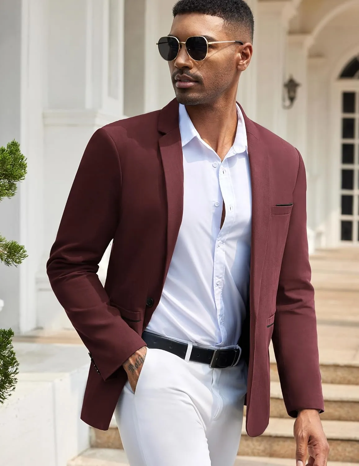 COOFANDY Men's Casual Blazers Sport Coats Slim Fit Cotton Sport Jackets 1 Button Lightweight Suit Jackets