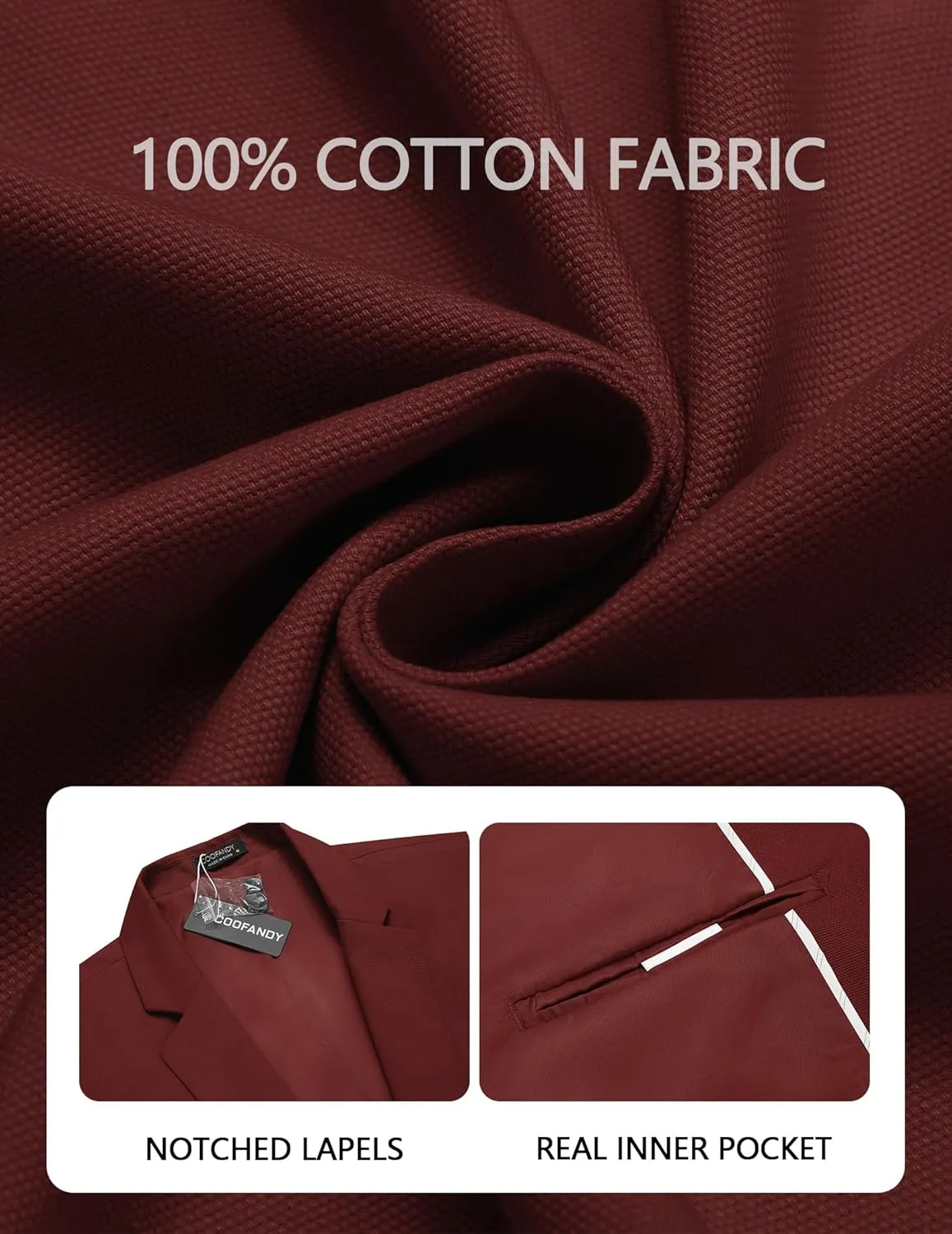 COOFANDY Men's Casual Blazers Sport Coats Slim Fit Cotton Sport Jackets 1 Button Lightweight Suit Jackets