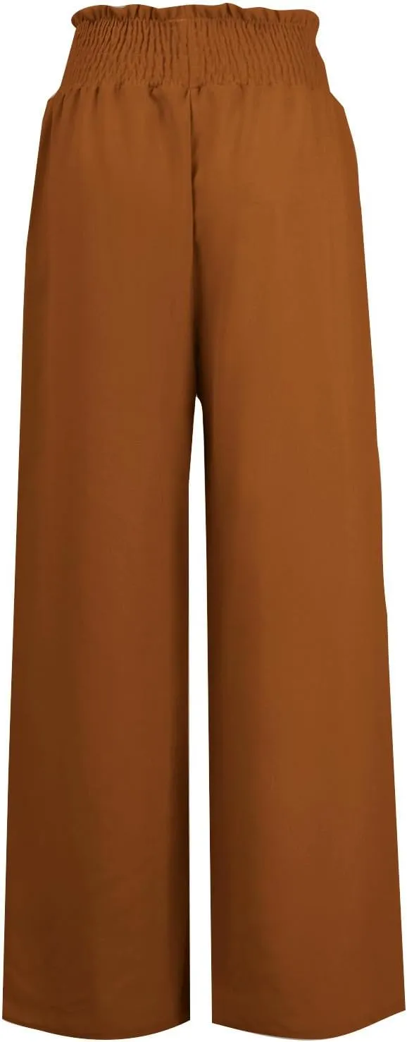 cooki Women Cotton Linen Casual Pants Drawstring Elastic High Waist Loose Comfy Straight Leg Pants with Pockets Workout Pants