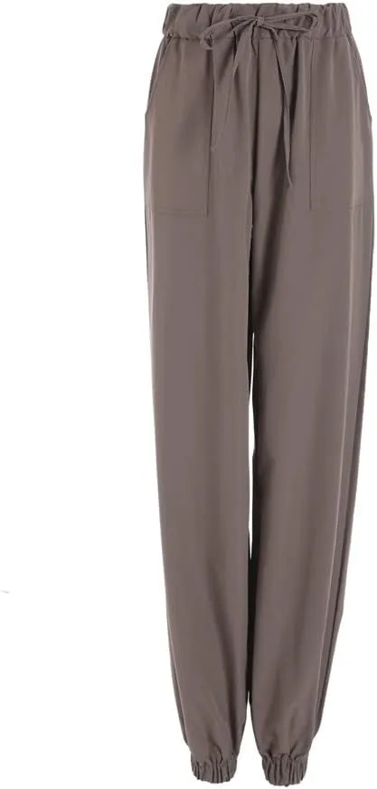 Cotton Linen Pants Women Casual Drawstring Straight Leg Pants Solid Soft Comfy Trousers with Pocket