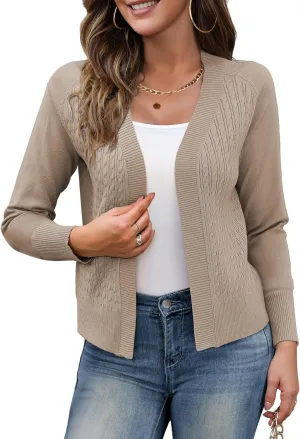 CPOKRTWSO Women's Cardigan Sweaters Lightweight Casual Long Sleeve Cable Knit Open Front Cardigans for Women Trendy(S-XL)