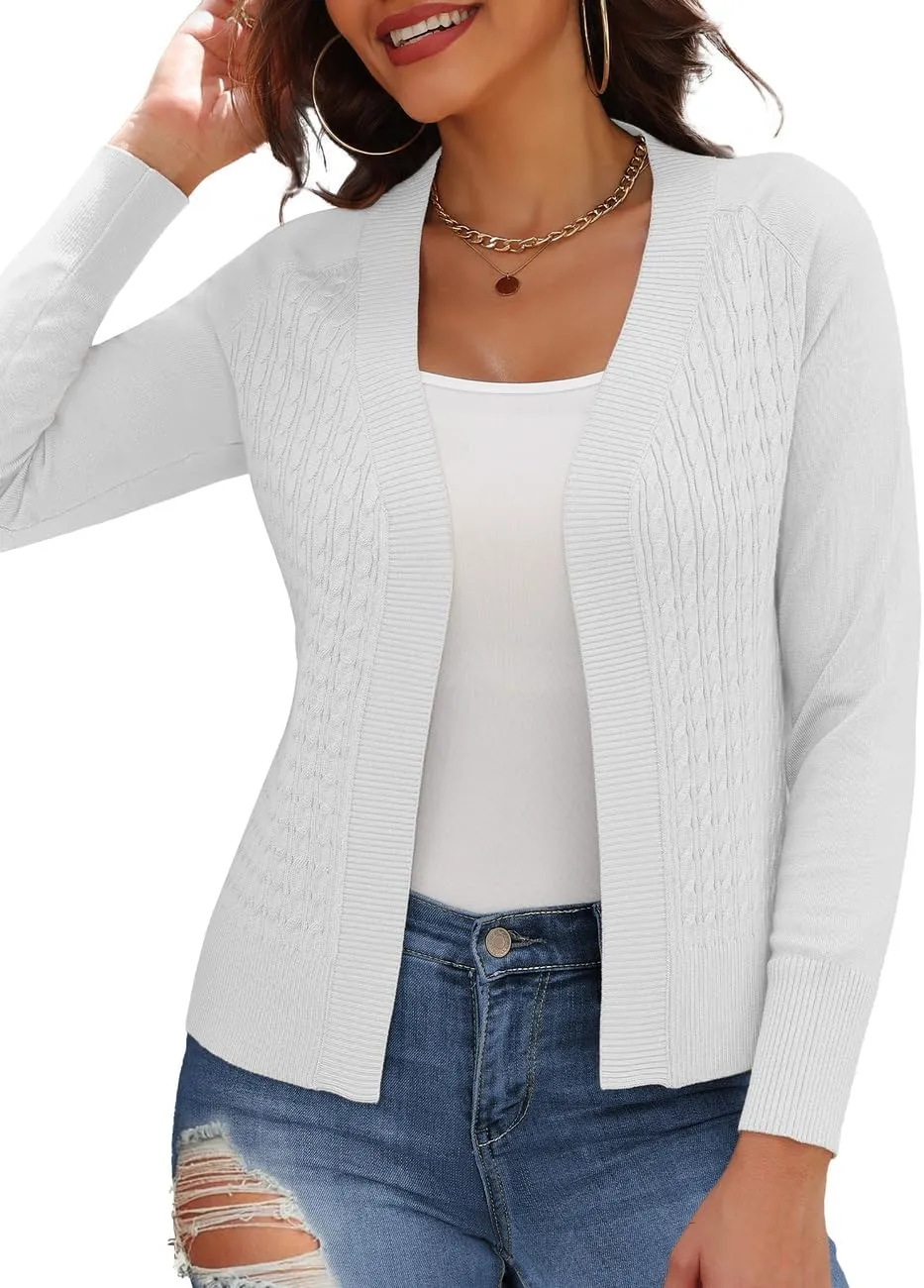 CPOKRTWSO Women's Cardigan Sweaters Lightweight Casual Long Sleeve Cable Knit Open Front Cardigans for Women Trendy(S-XL)