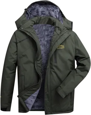 CRNTCEM Unisex Softshell Waterproof Jacket Fuzzy Fleece Sherpa Lined Breathable Hoodie Winter Warm Windbreaker Sportswear