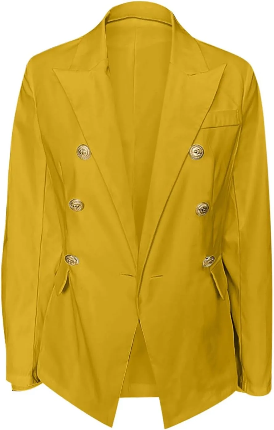 Elegant Business Office Work Jackets Solid Button Suit Blazers for Women Thin Fall Coat Casual Cardigan Outerwear