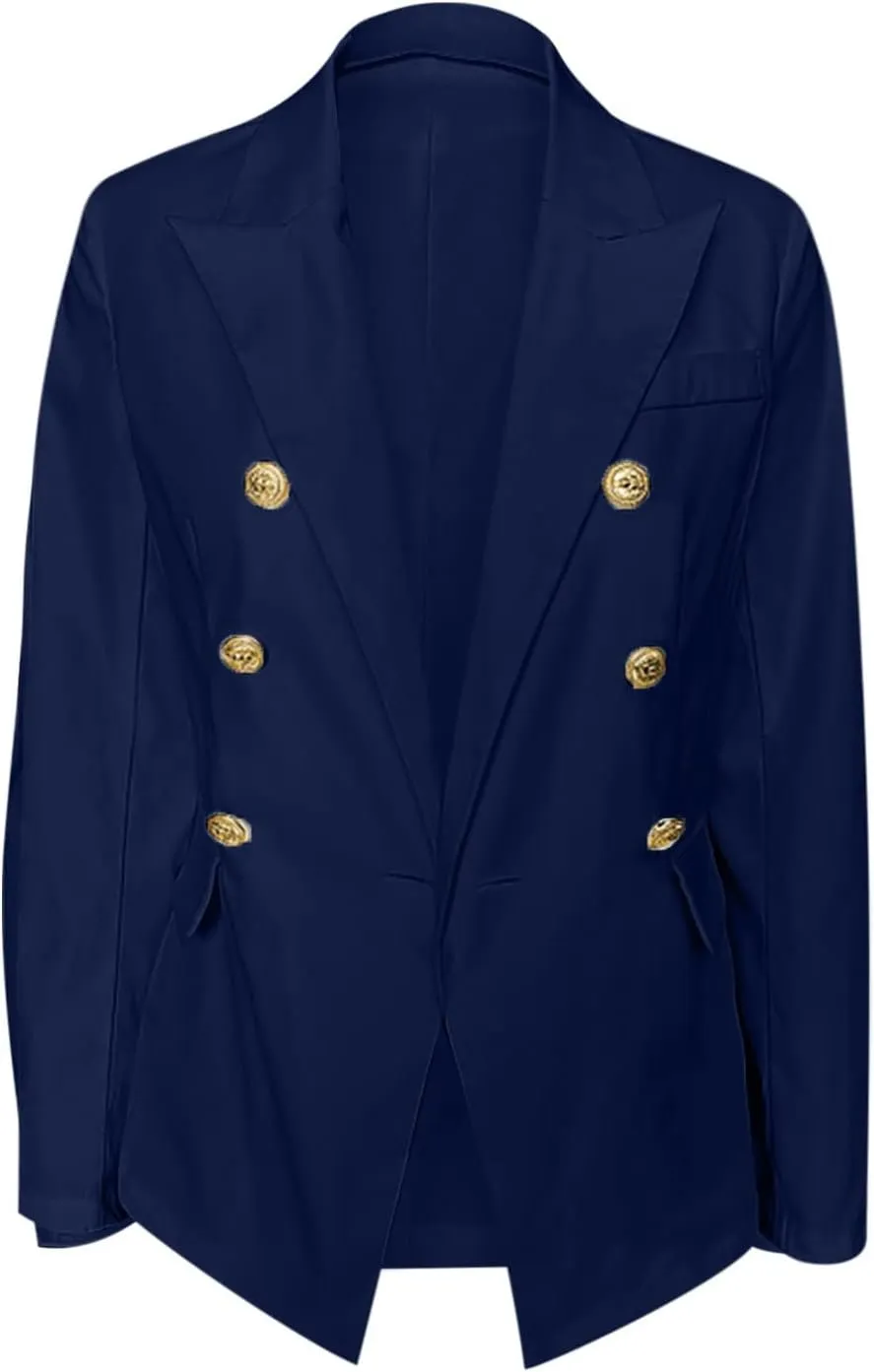 Elegant Business Office Work Jackets Solid Button Suit Blazers for Women Thin Fall Coat Casual Cardigan Outerwear
