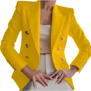 Elegant Business Office Work Jackets Solid Button Suit Blazers for Women Thin Fall Coat Casual Cardigan Outerwear