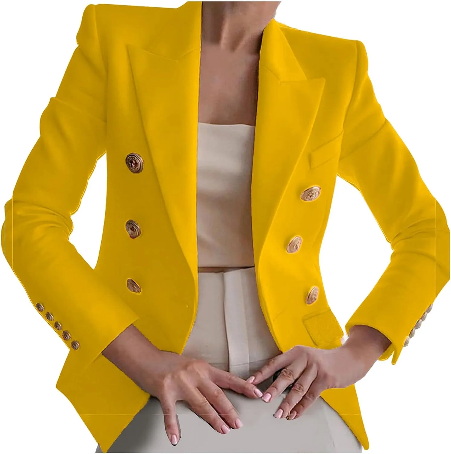 Elegant Business Office Work Jackets Solid Button Suit Blazers for Women Thin Fall Coat Casual Cardigan Outerwear
