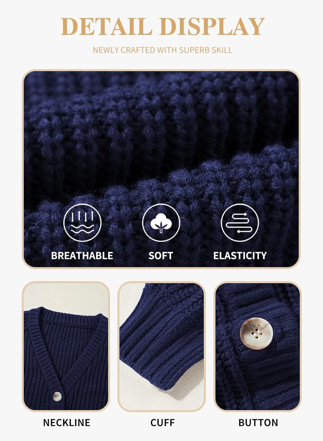 Eytino Womens Plus Size Cardigan Sweater Long Sleeve Button Down Chunky Knit Open Front Cardigans Outwear(1X-5X)