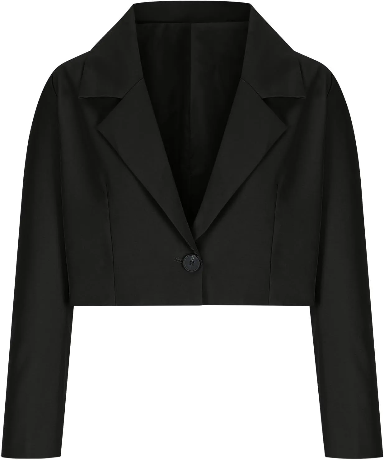 Fall Blazers for Women Business Open Front with Button Cardigans Jacket Casual Solid Lapel Cropped Blazer Coat