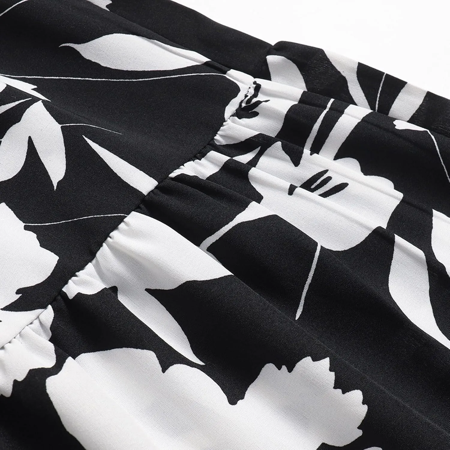 Floral Midi Skirts for Women Casual Flowy Drawstring Waist A Line Skirts Comfy Church Teacher Skirt with Belt