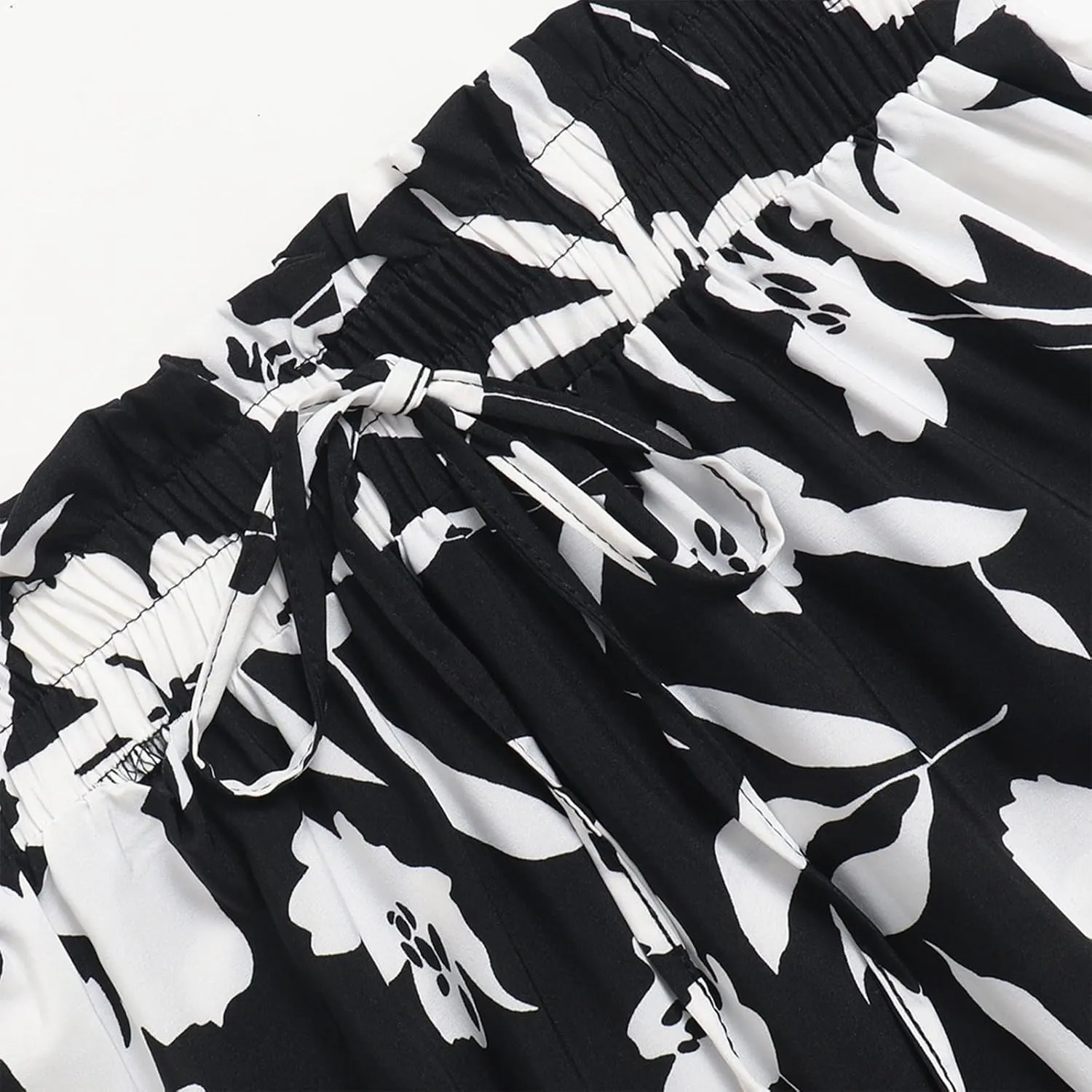 Floral Midi Skirts for Women Casual Flowy Drawstring Waist A Line Skirts Comfy Church Teacher Skirt with Belt