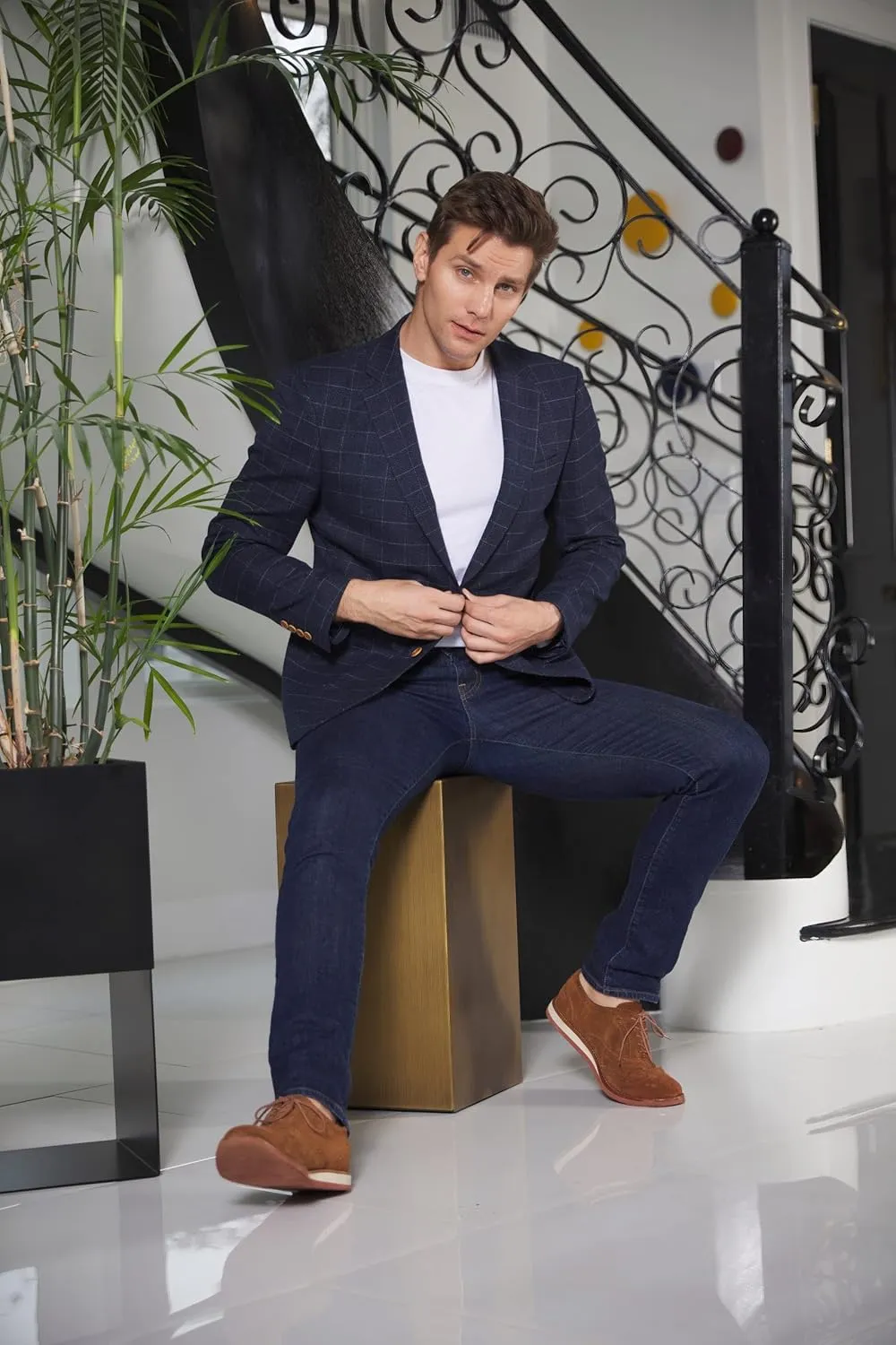 Gervasi Men's Slim Fit Blazers with Front Pockets & 2 Buttons